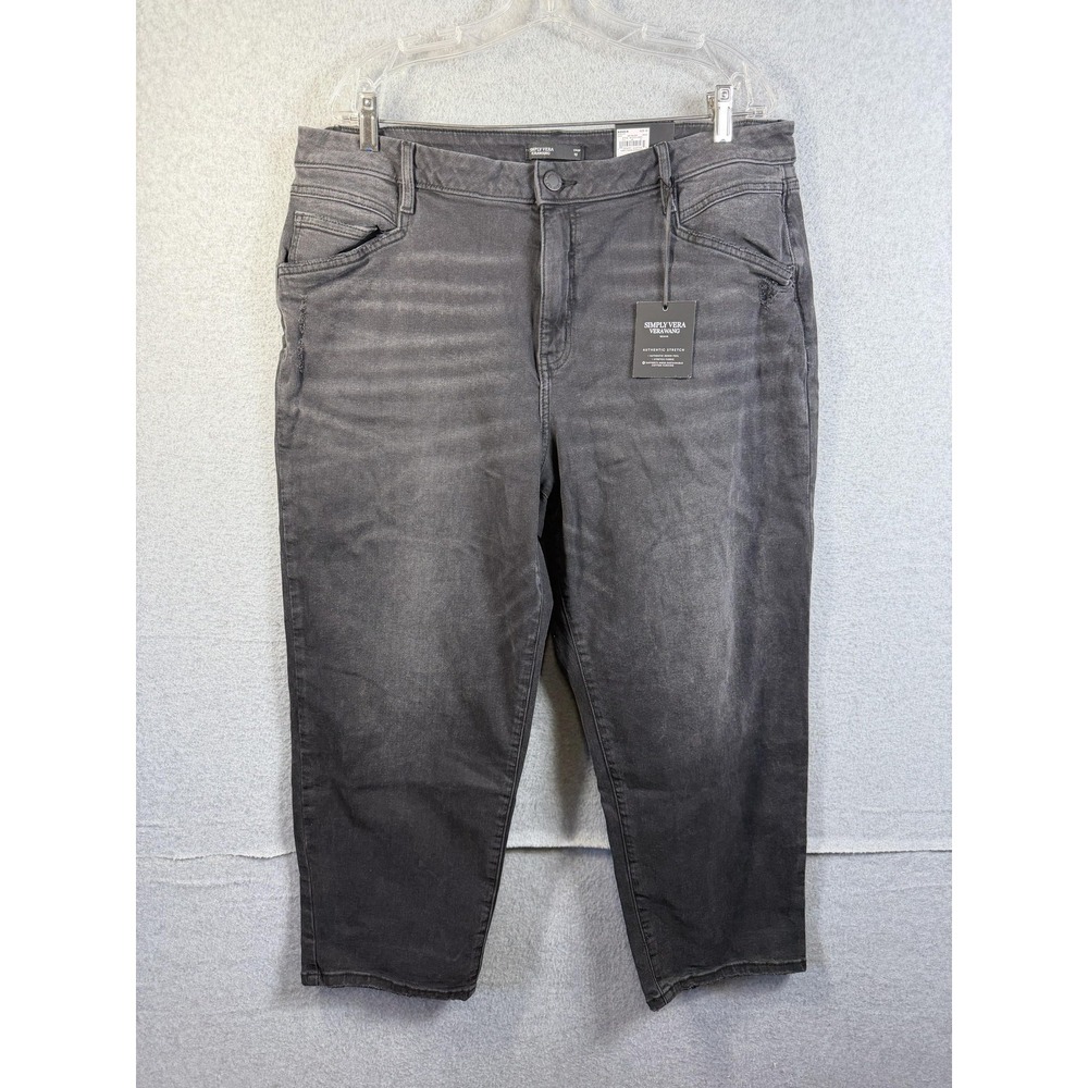 Simply‎ Vera Vera Wang Jeans Womens 18 Gray Boyfriend Crop Mid Rise Stretch
